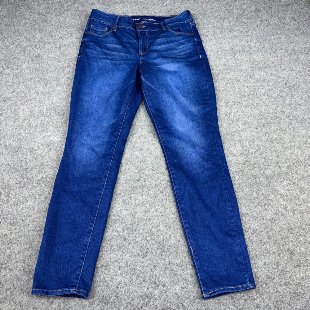 Old Navy Rockstar Jeans Womens 10 Regular Blue Mid Rise Skinny Denim Stretch